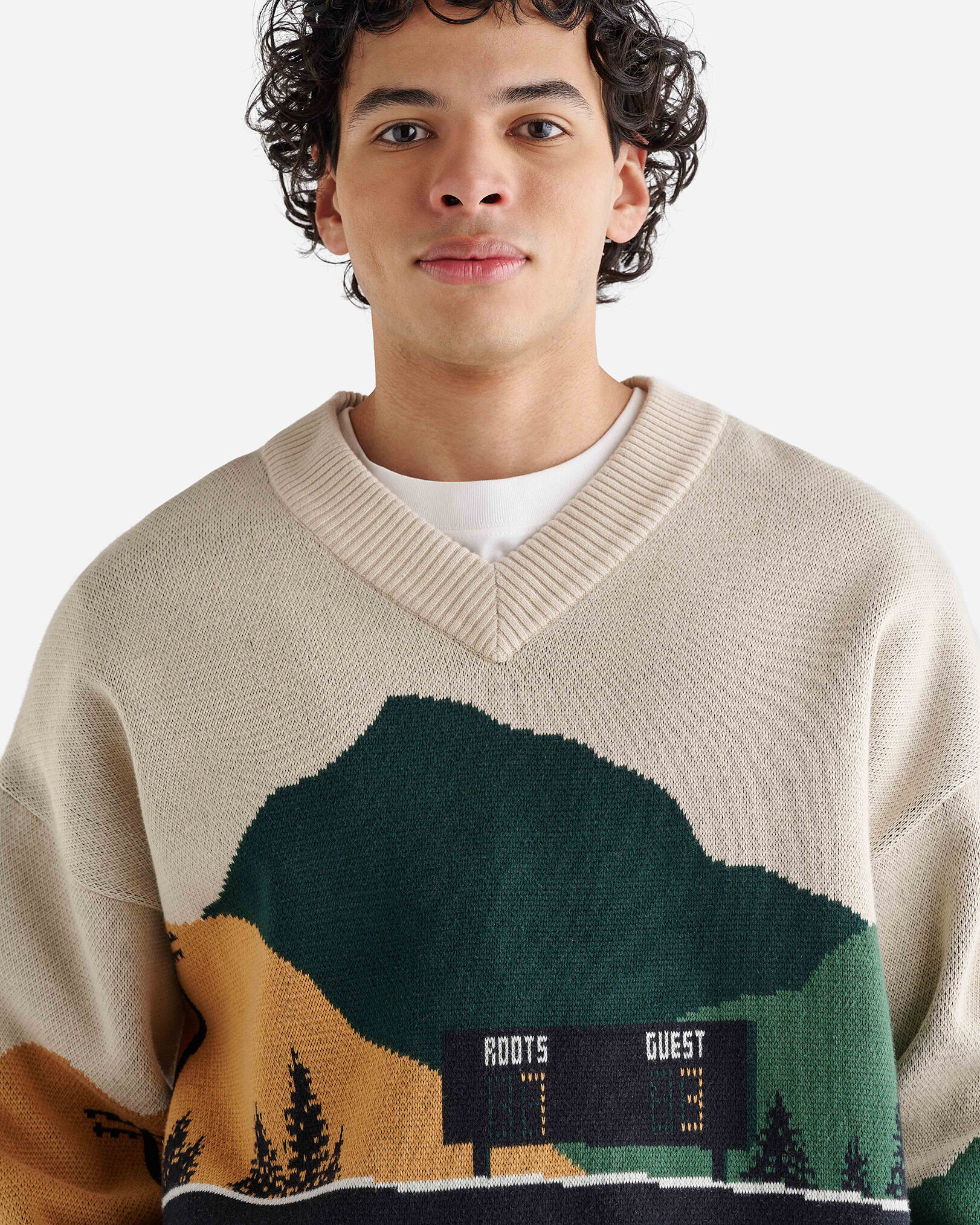 Cream v neck sweater hotsell