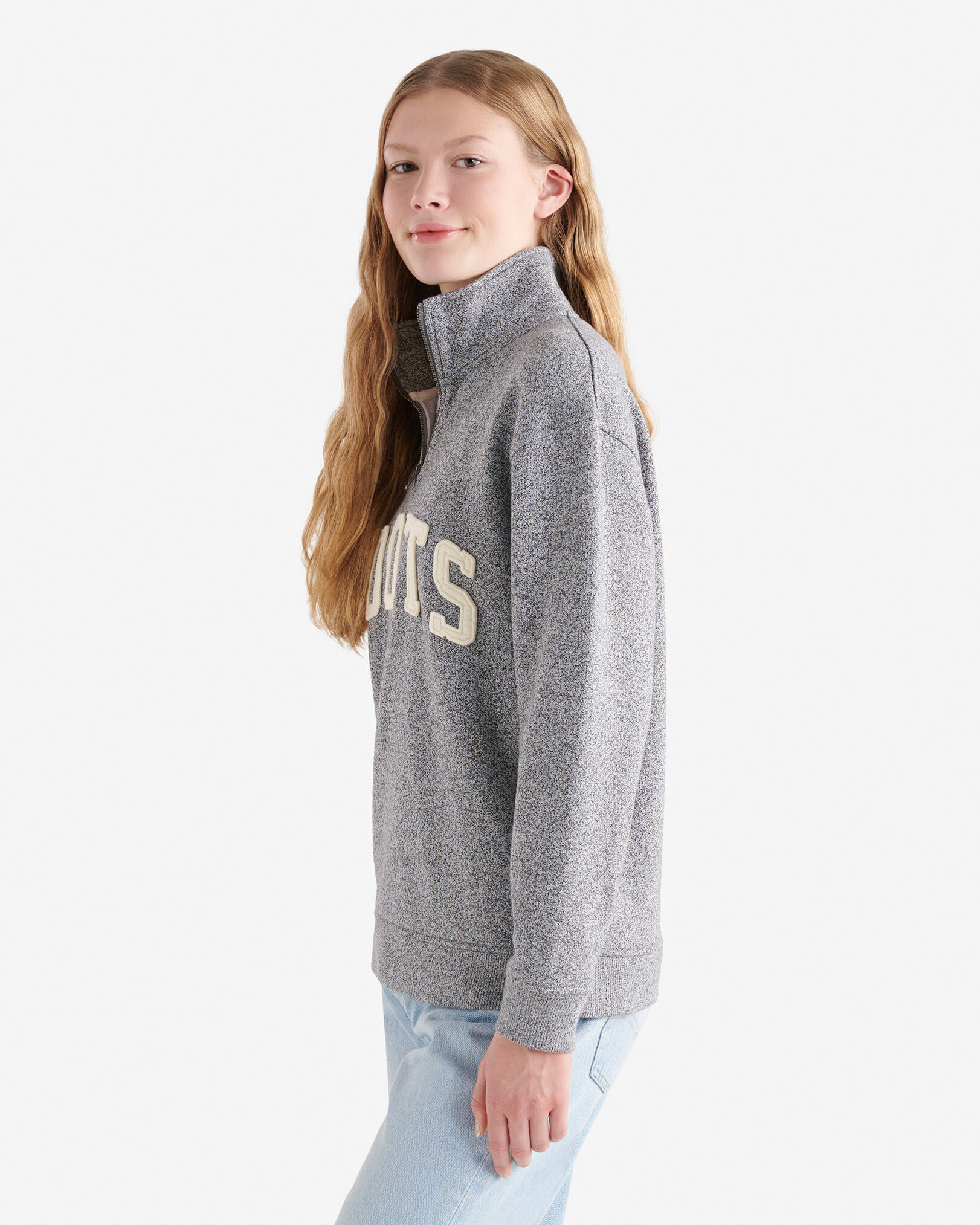 Roots Applique Half Zip Stein