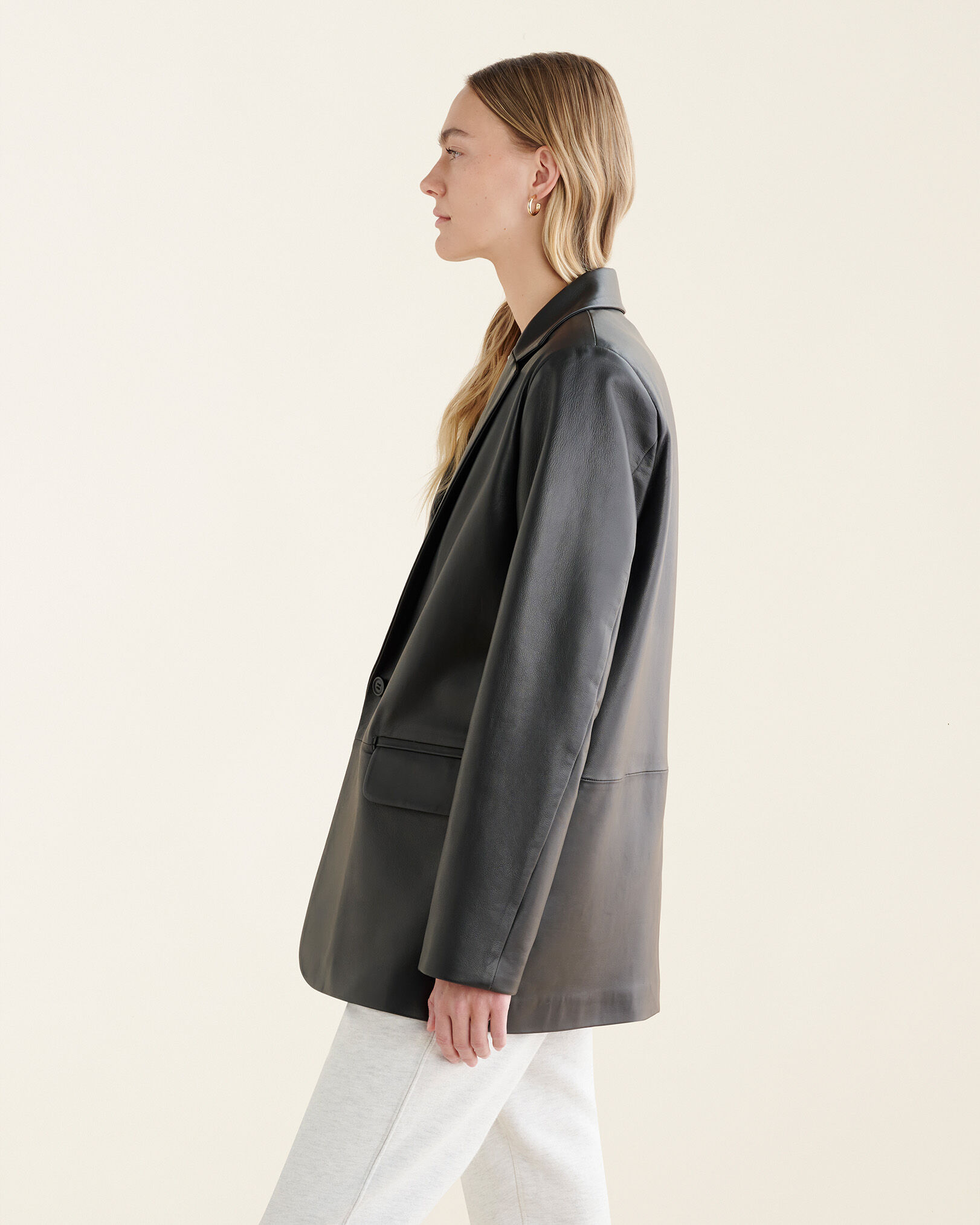 Blazer leather jacket womens discount