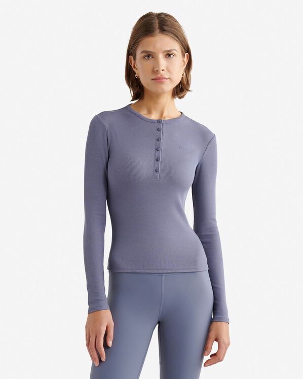 Chandail henley ajust&eacute; &agrave; manches longues en tissu c&ocirc;tel&eacute; Roam