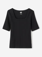 Pointelle Square Neck Short Sleeve T-shirt