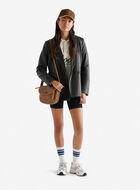 Womens Leather Double Breasted Blazer