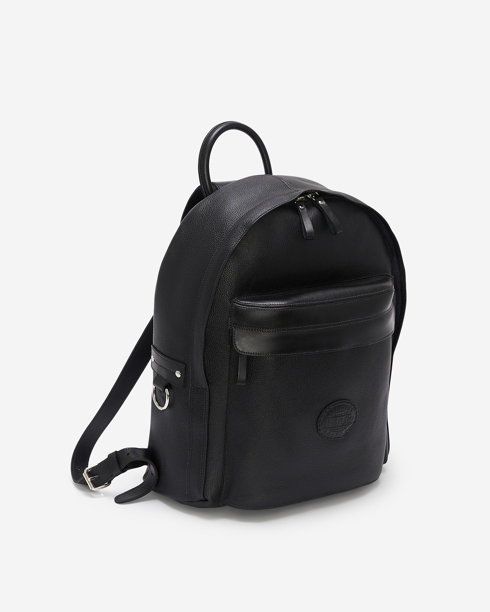 Roots black leather backpack clearance