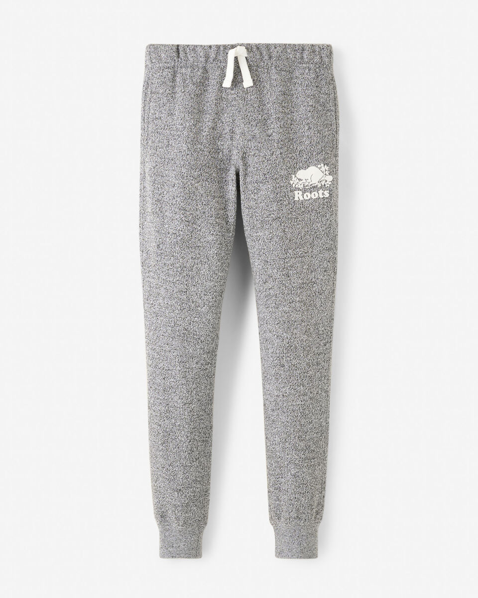 Pantalon ajusté à cheville côtelée en molleton de coton bio pour fille