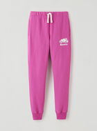 Pantalon ajusté à cheville côtelée en molleton de coton bio pour fille