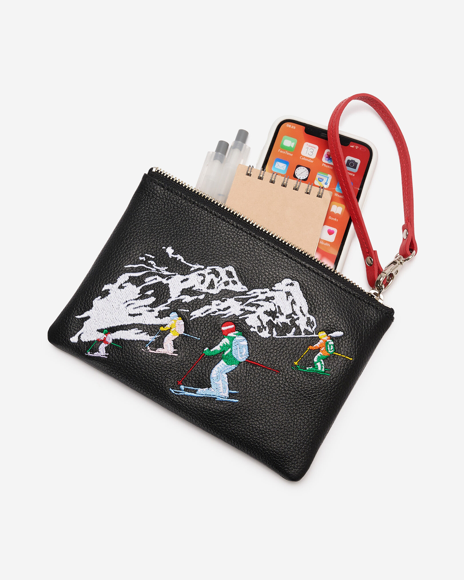 Grande pochette à glissière Ski en cuir Cervino