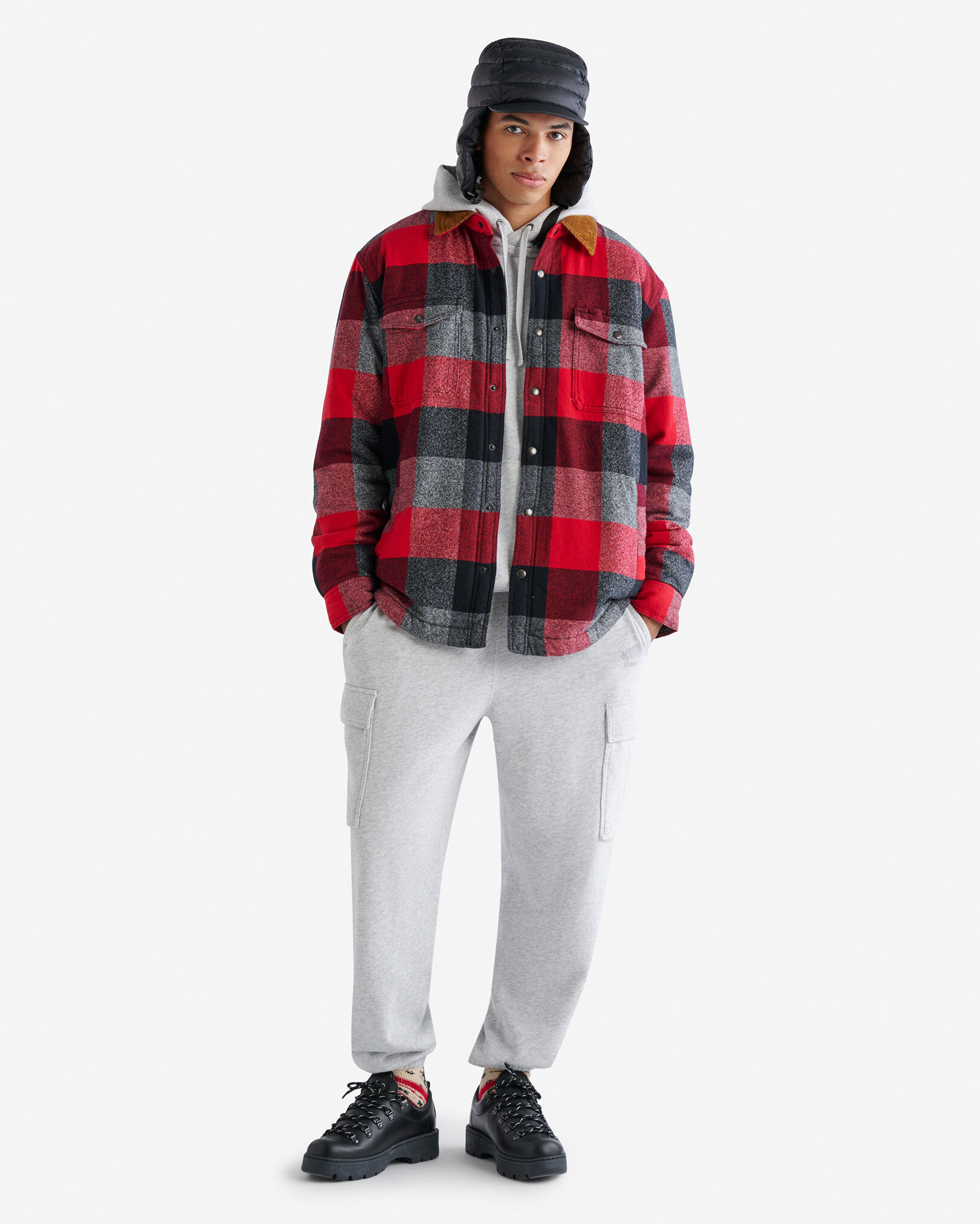 Blouson à carreaux Park avec doublure en sherpa