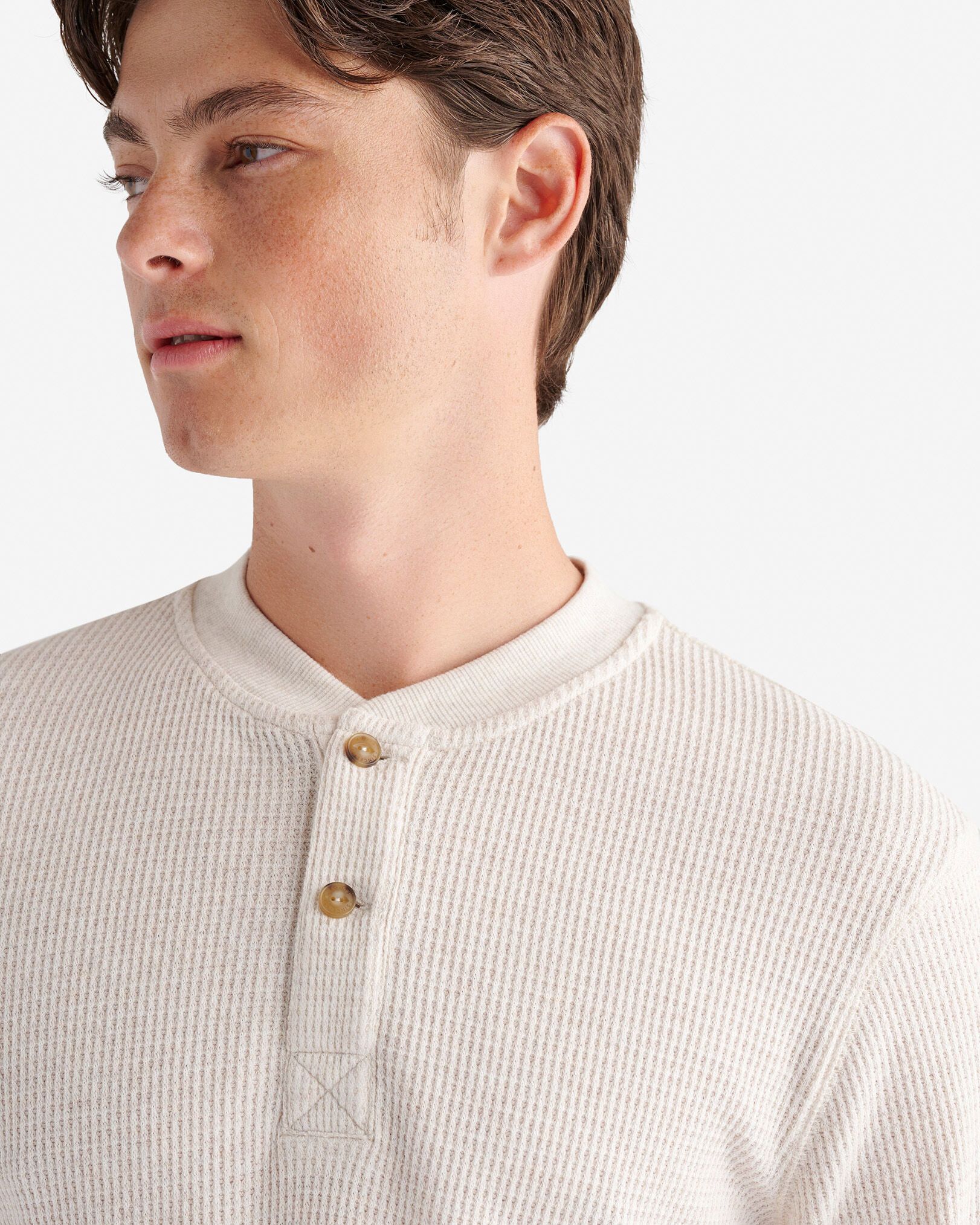 Chandail henley gaufré à manches longues