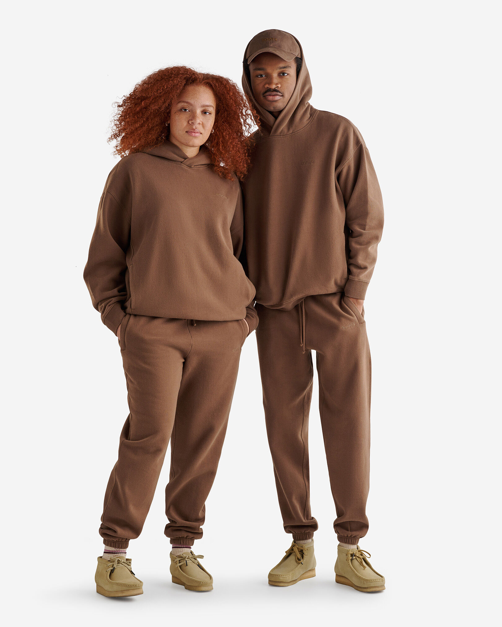 Brown sweatpants shop and sweatshirts