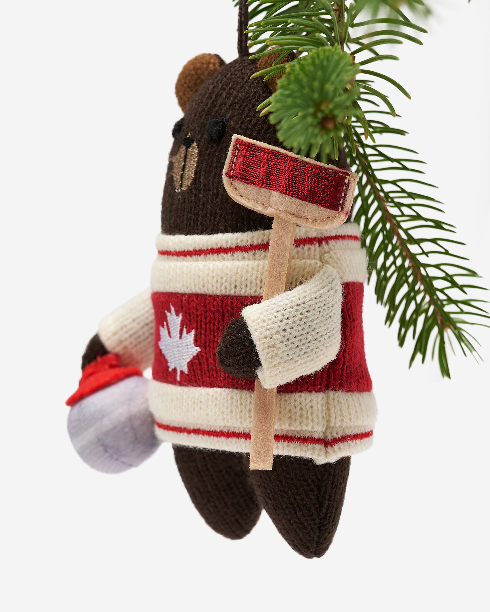 Curling Brown Bear Ornament