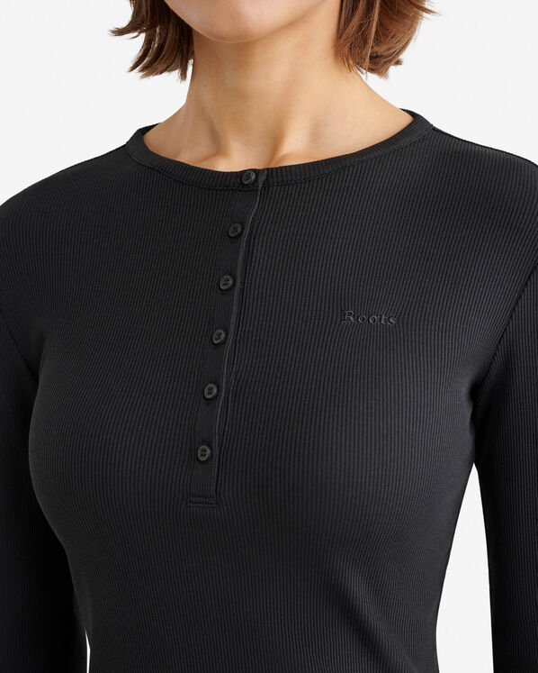 Chandail henley ajust&eacute; &agrave; manches longues en tissu c&ocirc;tel&eacute; Roam