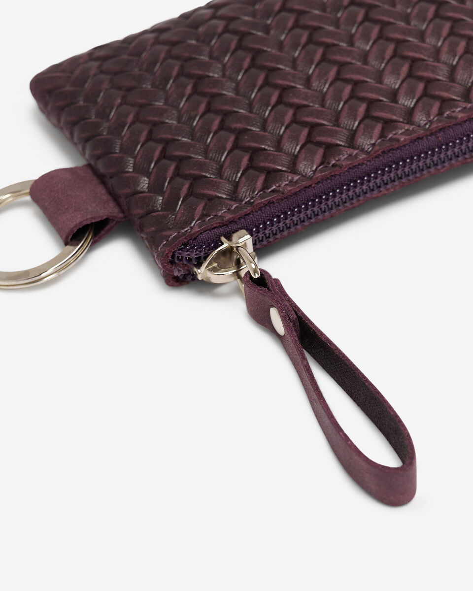 Pochette &agrave; glissi&egrave;re en cuir tiss&eacute;