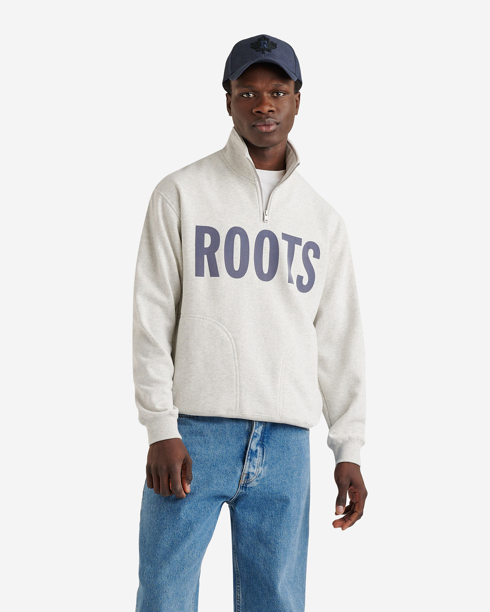 Franklin Relaxed Half Zip Stein Sweatshirts and Hoodies Roots