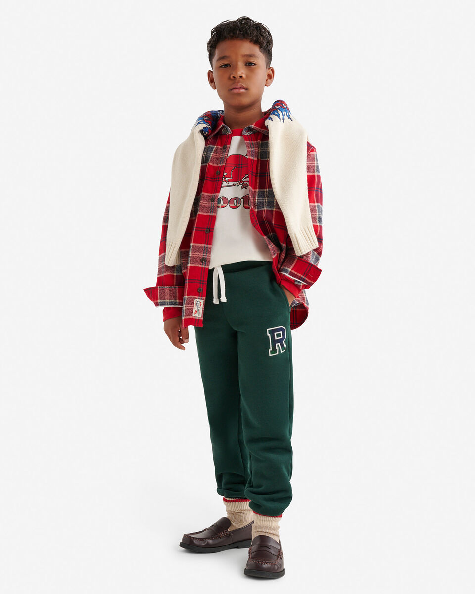 Pantalon en molleton avec appliqué à carreaux pour enfants