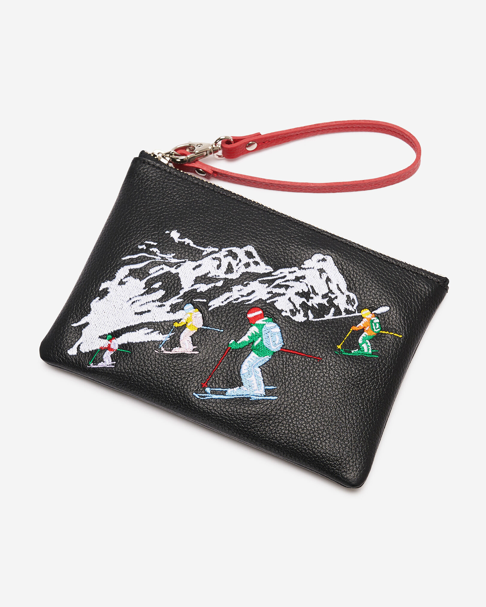 Grande pochette à glissière Ski en cuir Cervino