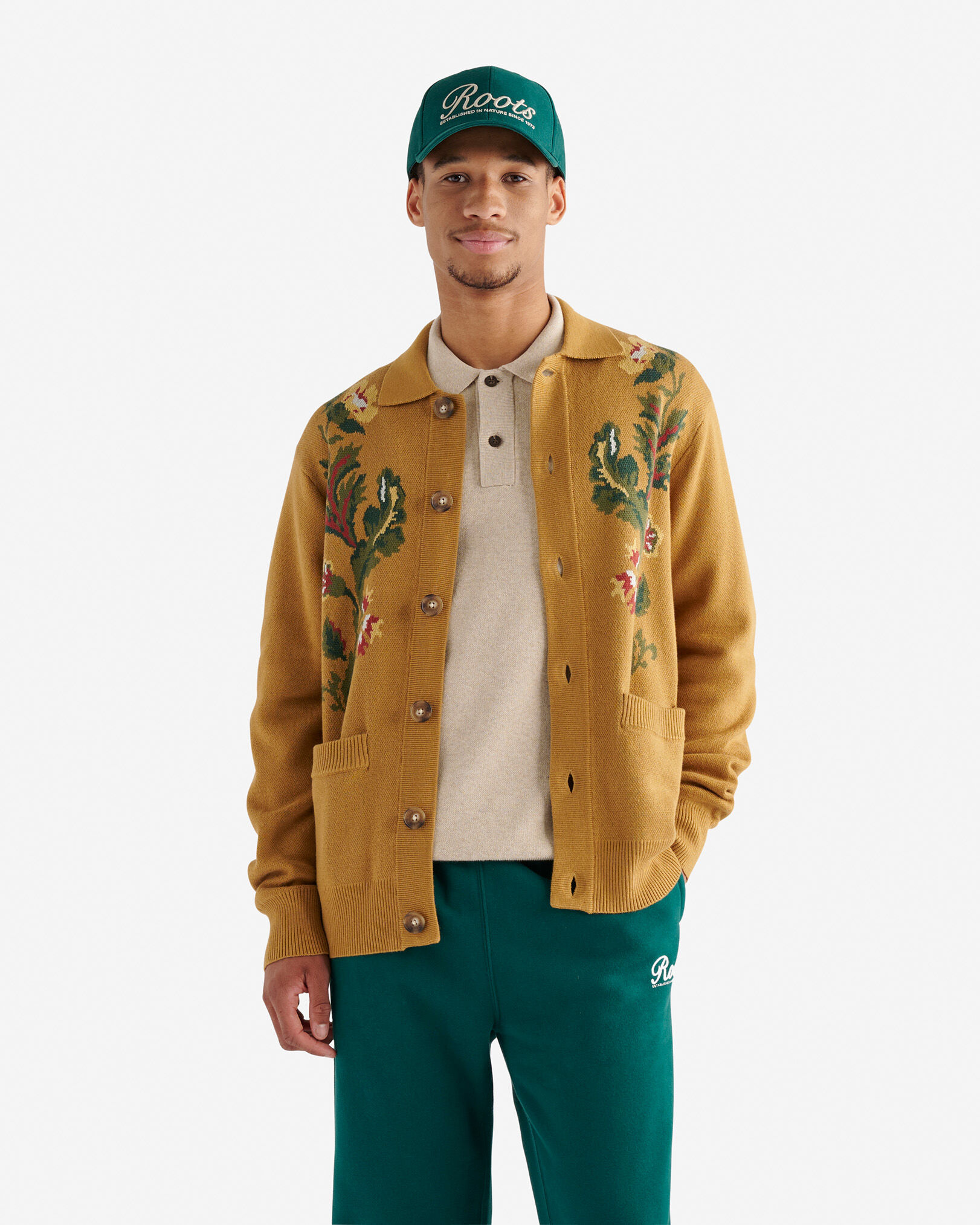 Floral Collar Cardigan Sweaters and Cardigans Roots