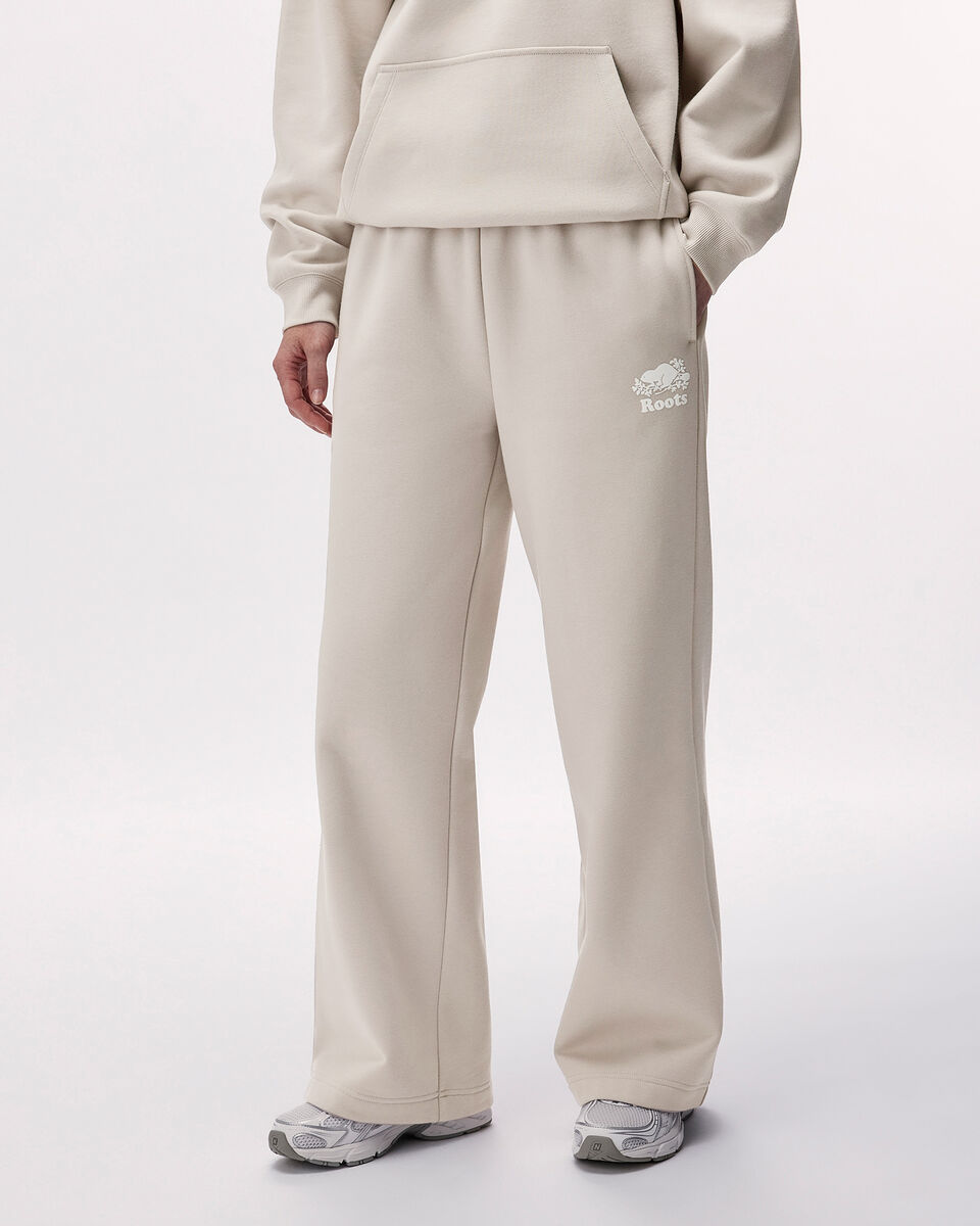 Pantalon &agrave; jambe large en molleton de coton bio Cooper