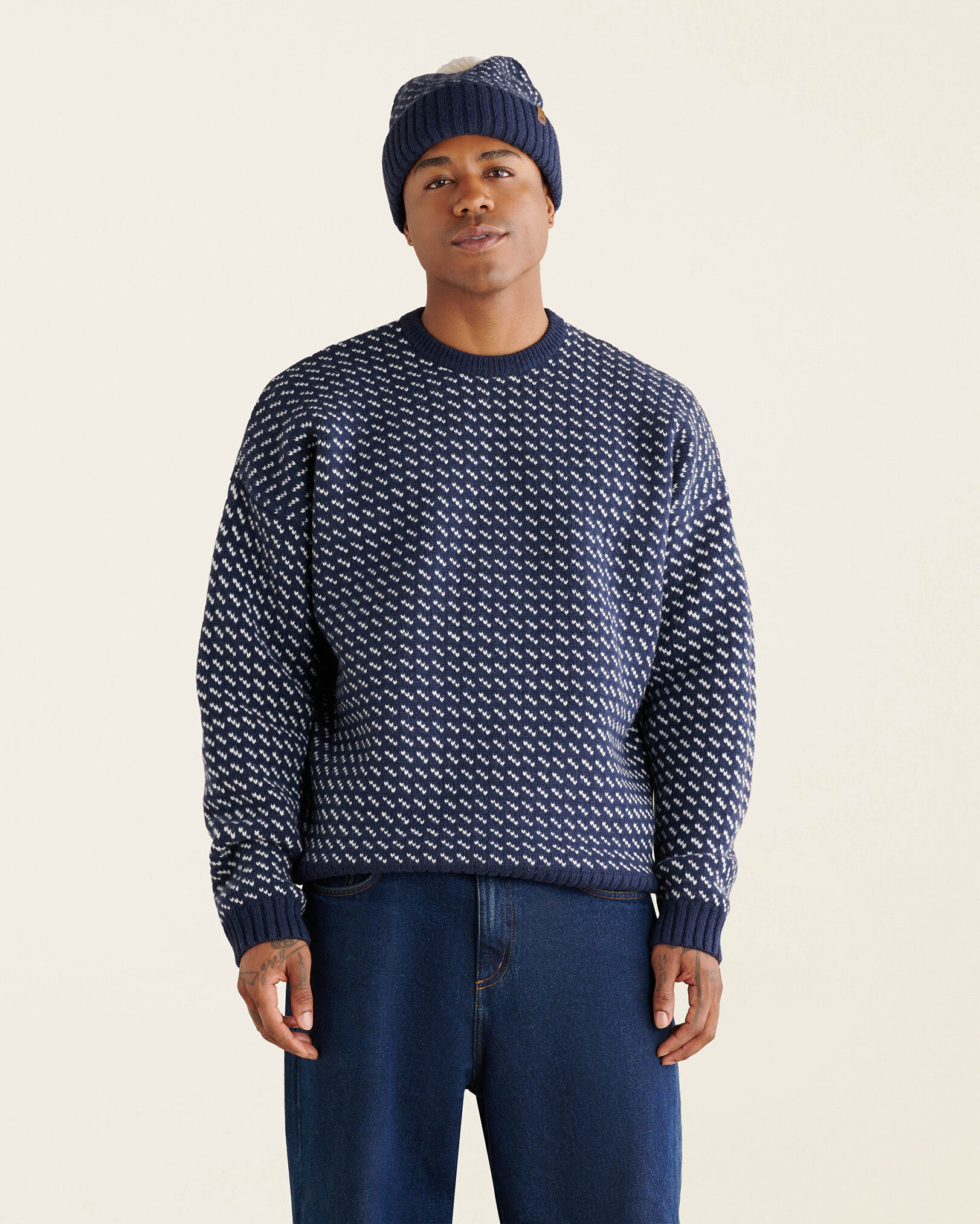 Falling Snow Oversized Crew Gender Free Gender Free Unisex Sweaters and Cardigans Roots