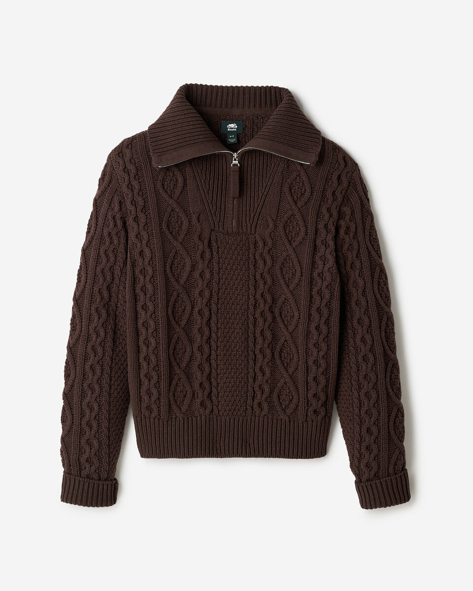 Cable Knit Quarter Zip Sweater