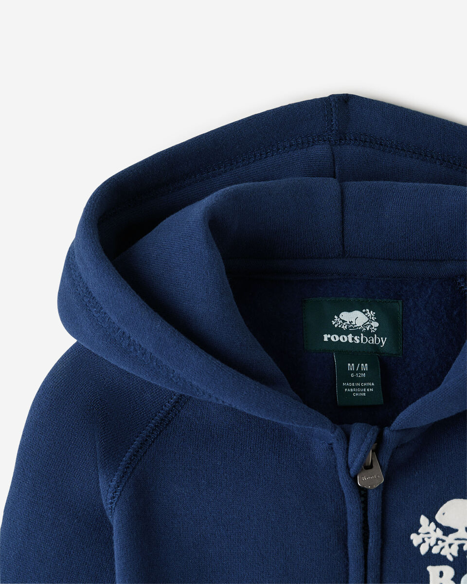 Chandail original à capuchon et glissière en coton bio pour bébés