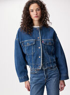 Levi's&reg; Womens Collarless Crop Sherpa Trucker Jacket