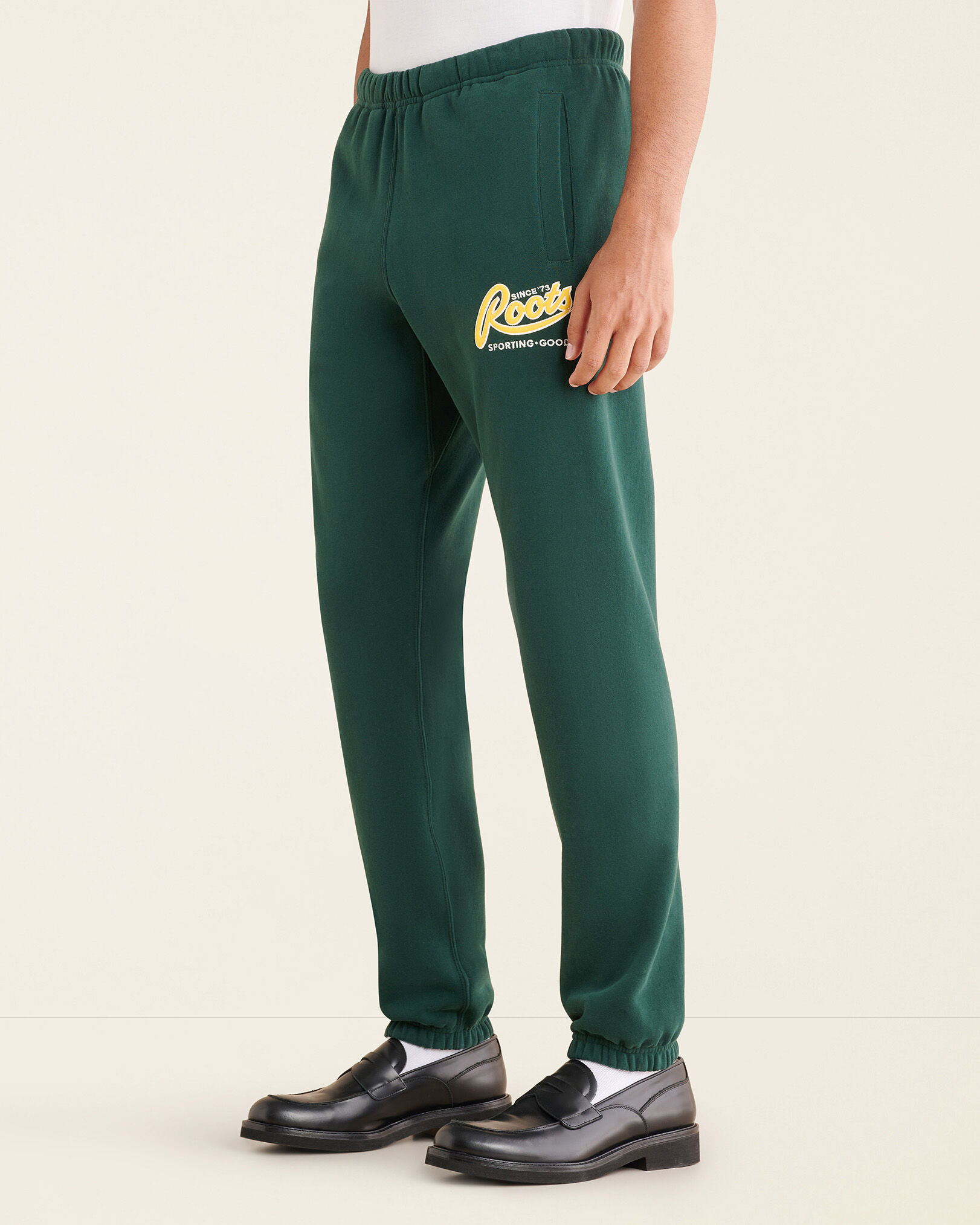 Roots green store sweatpants
