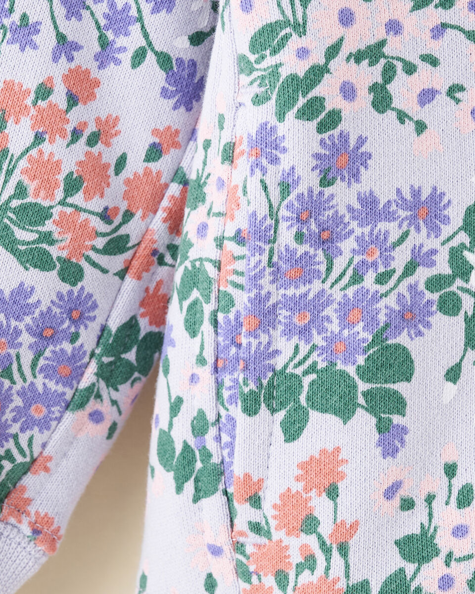 Chandail à capuchon et glissière motif floral pour bébé