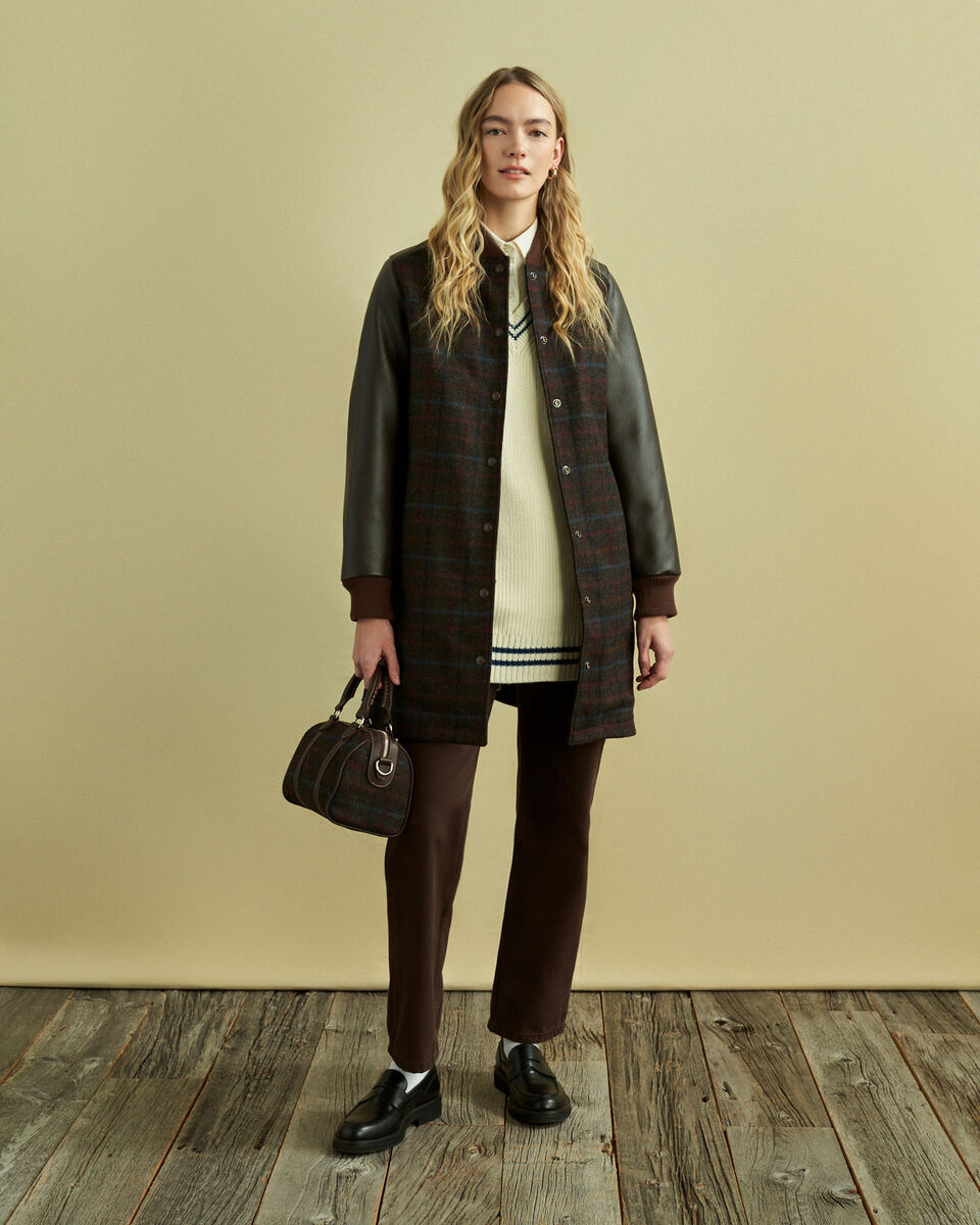 Moon Plaid A-Line Varsity Jacket