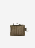 Pochette &agrave; glissi&egrave;re en cuir tiss&eacute;
