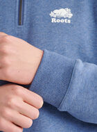 Chandail demi-glissi&egrave;re original &agrave; capuchon en jersey bouclette en coton bio