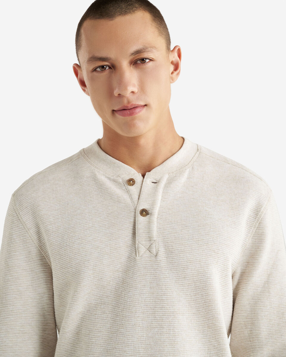 Chandail henley à col boutonné en tricot double Thompson
