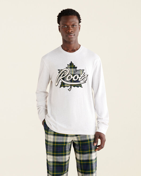 Mens Leaf Plaid Fill Long Sleeve T-Shirt