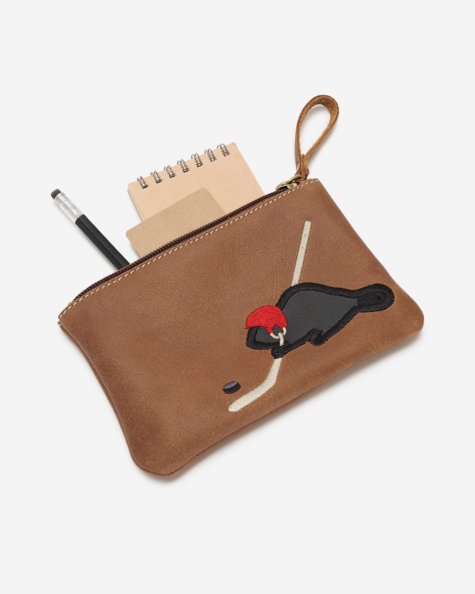Pochette à glissière Castor hockey en cuir Cervino