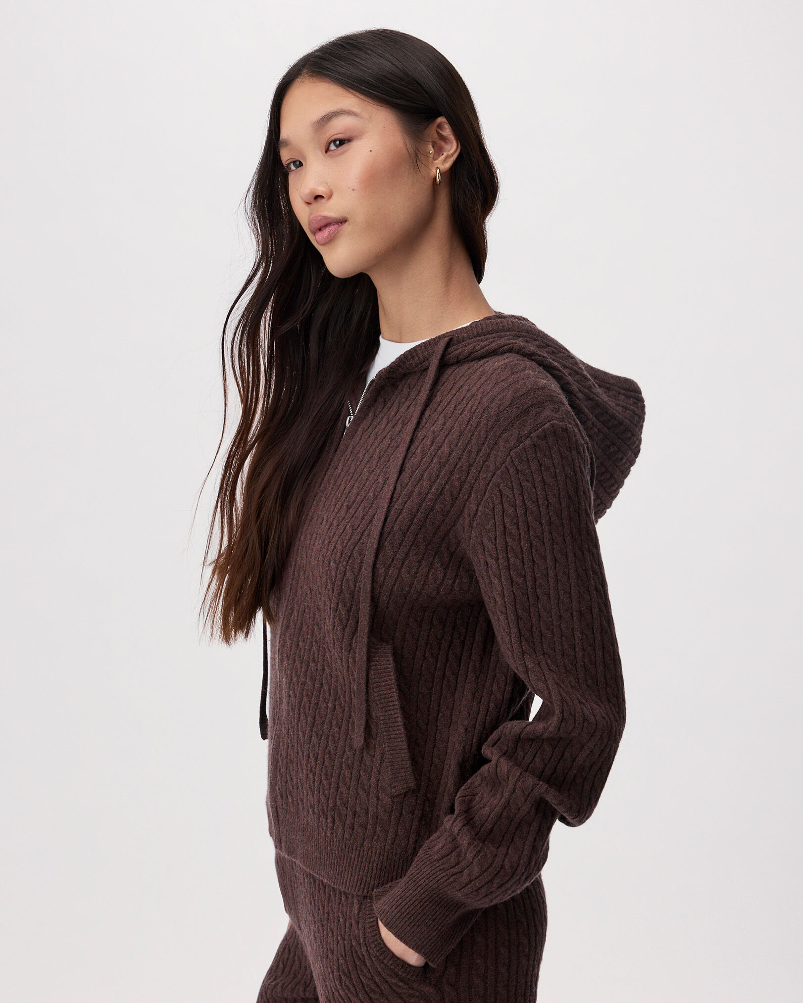 Bowen Cable Knit Full Zip Hoodie