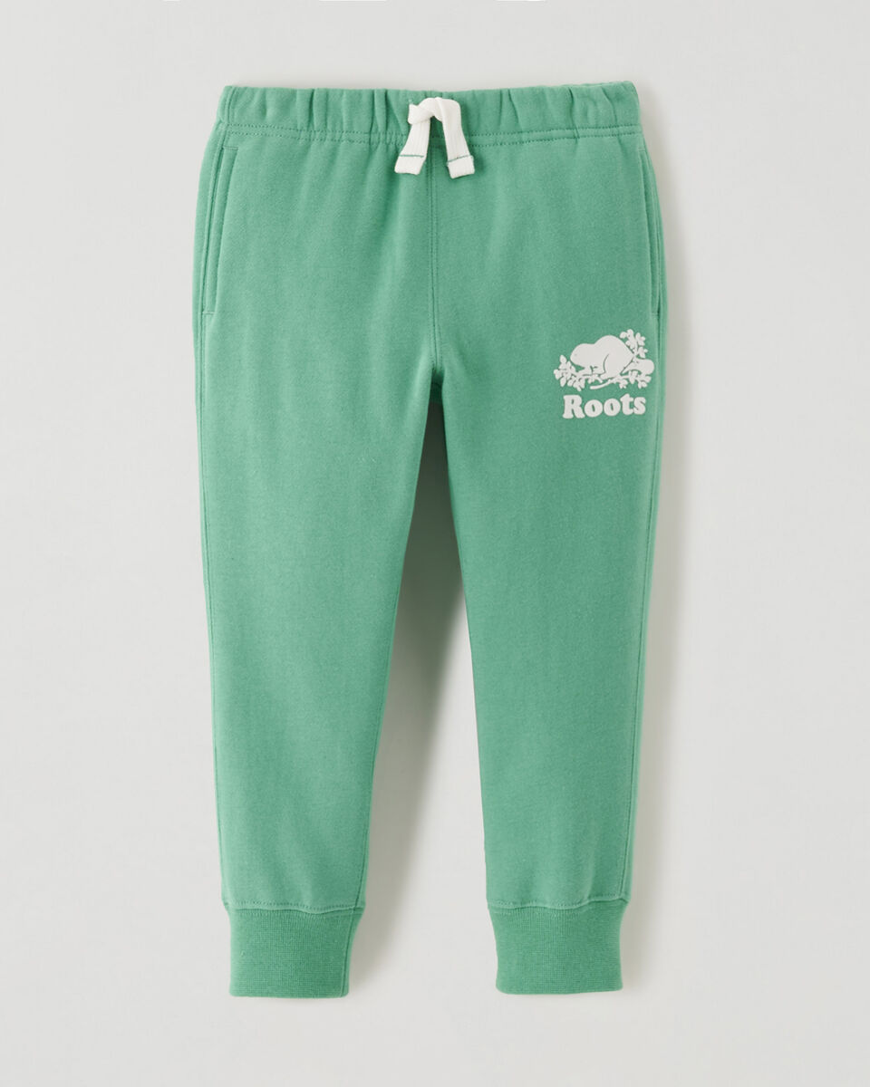Pantalon ajusté à cheville côtelée en molleton de coton bio pour tout-petits