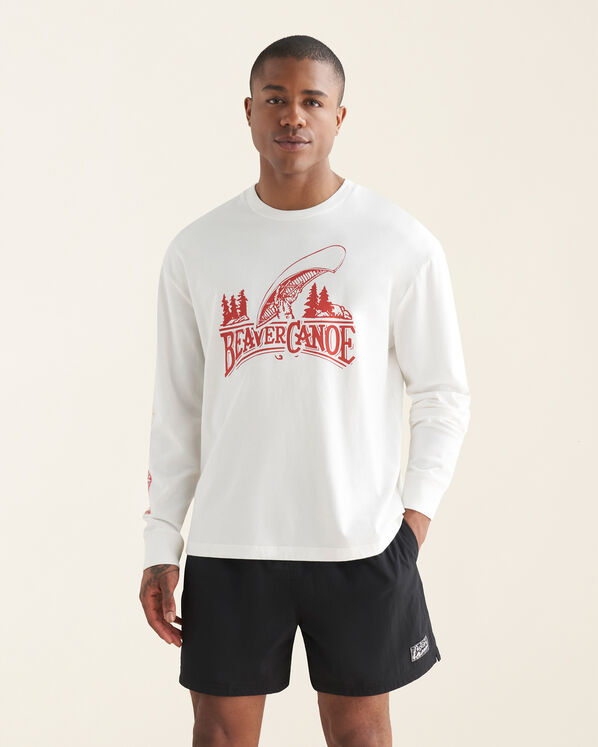 Mens Beaver Canoe Relaxed Long Sleeve T-shirt