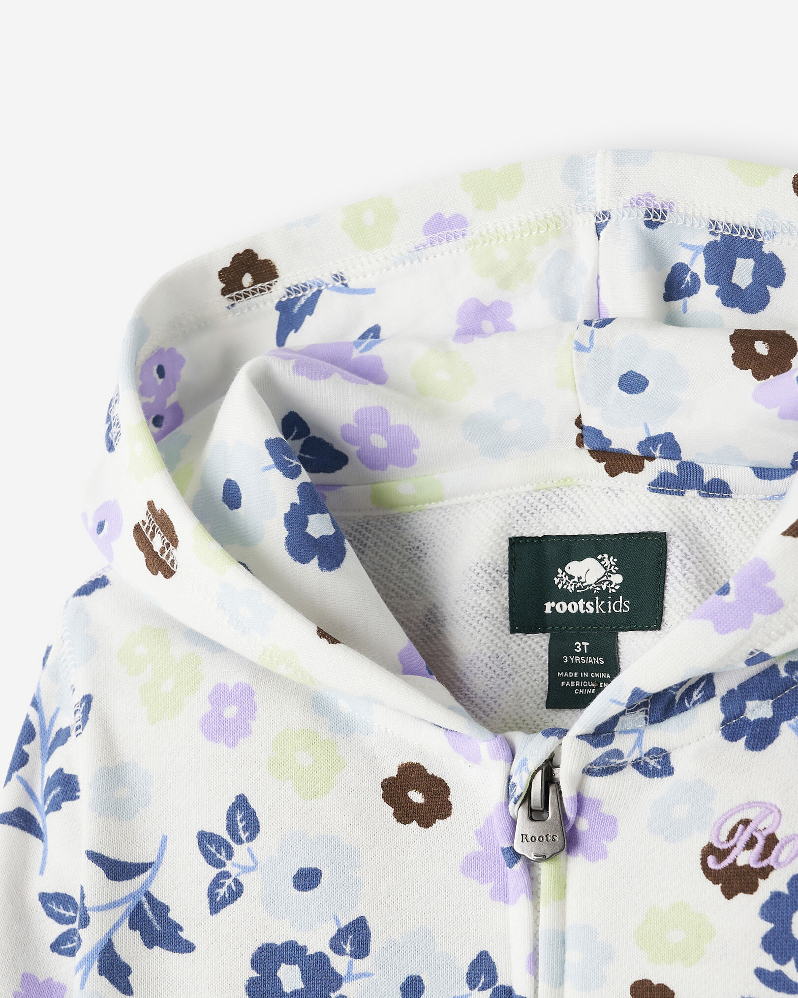 Chandail à capuchon et glissière motif floral pour tout-petit