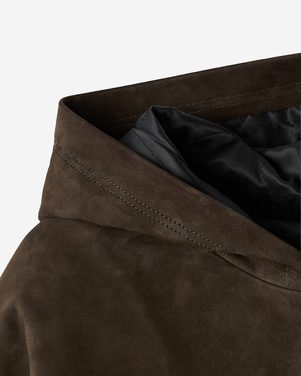 Manteau &agrave; capuchon en su&egrave;de H&eacute;ritage