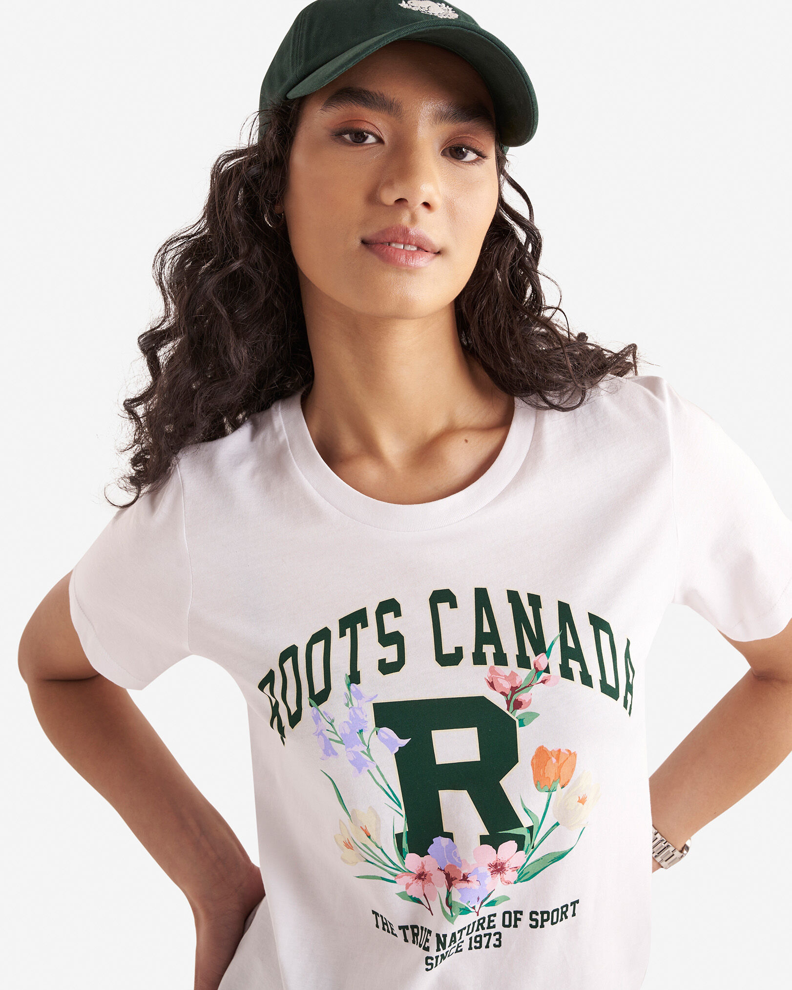T-shirt motif floral pour femme