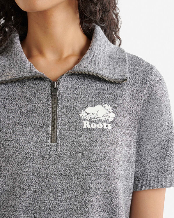 Robe &agrave; manches courtes et demi-glissi&egrave;re en jersey bouclette Cooper