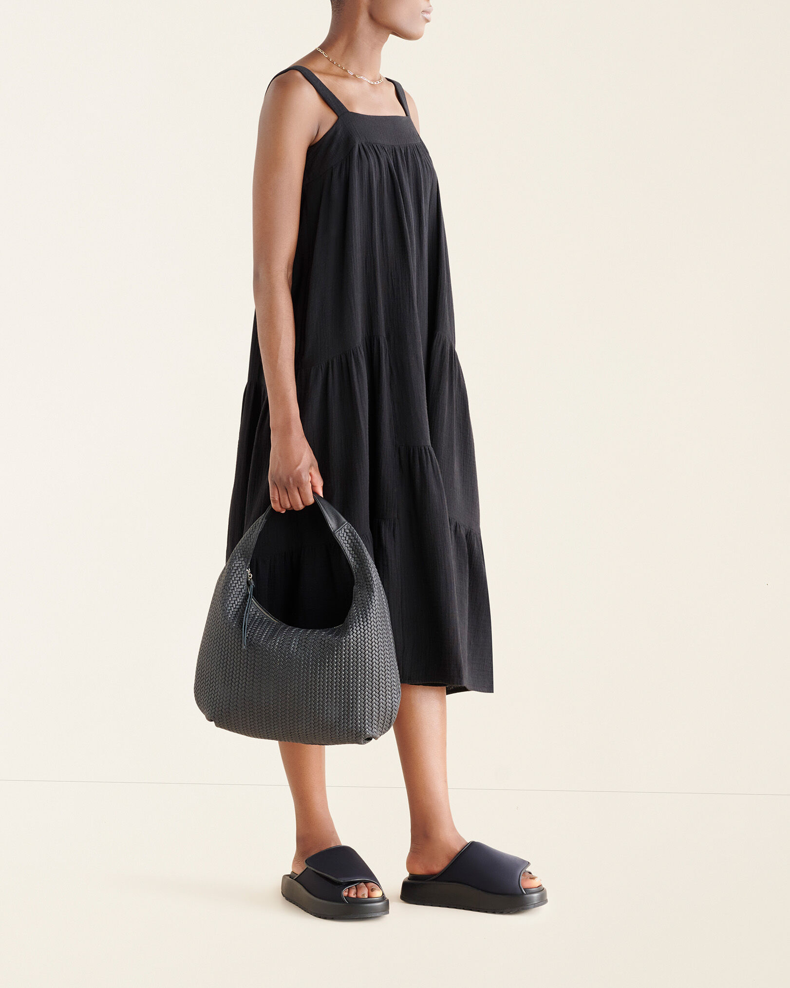 Isla Cotton Gauze Tiered Dress Dresses Jumpsuits Roots