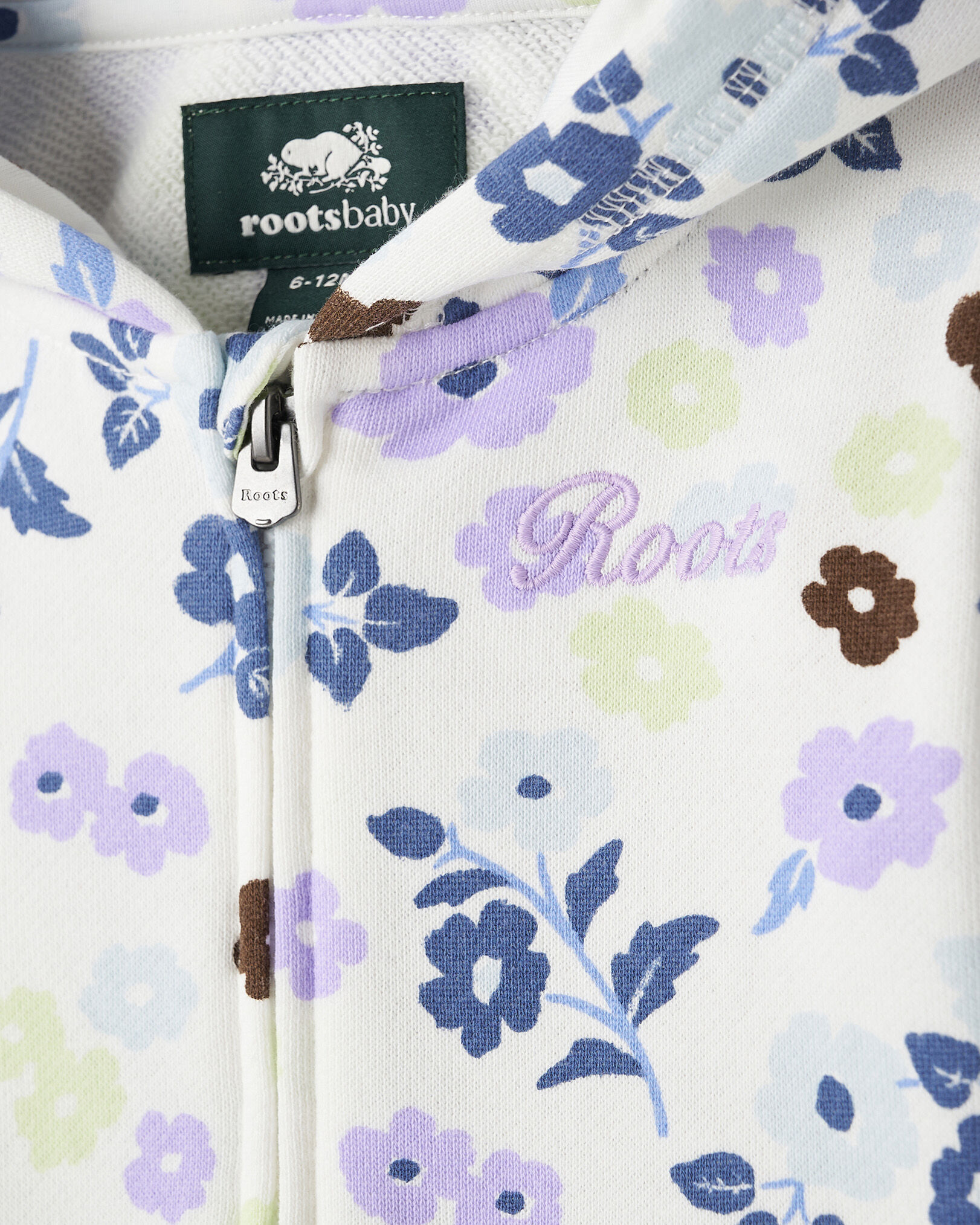 Chandail à capuchon et glissière motif floral pour bébé