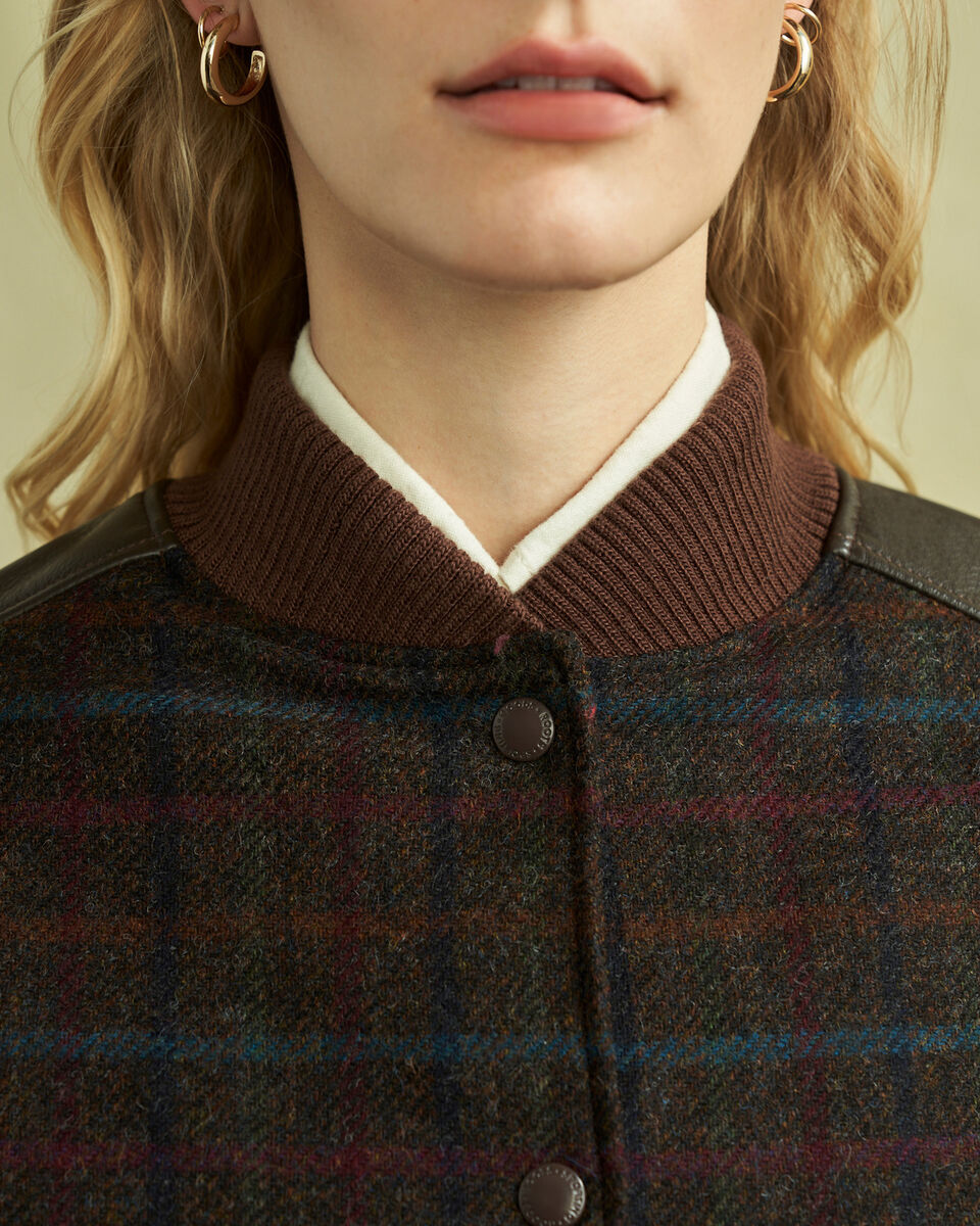 Moon Plaid A-Line Varsity Jacket