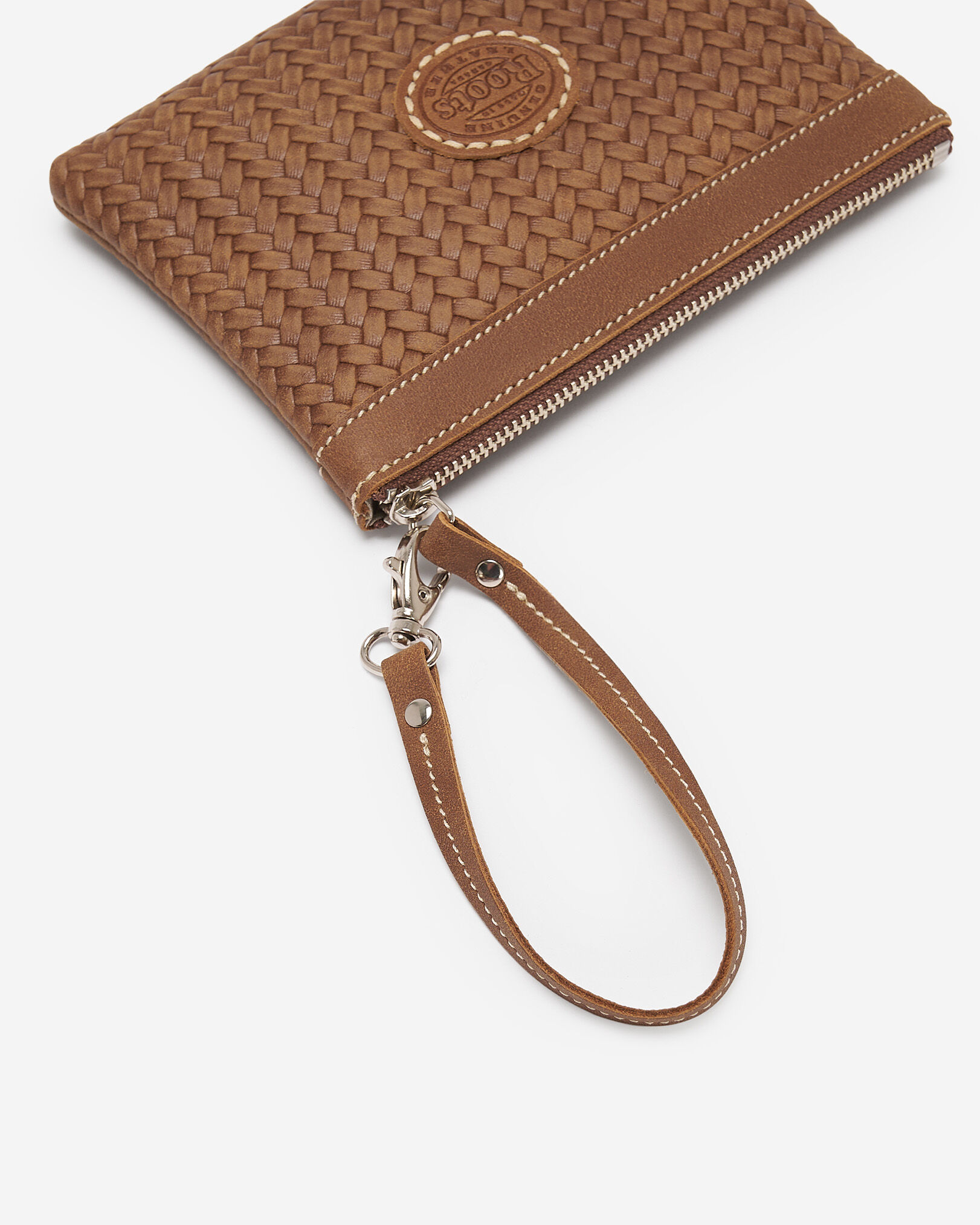 Petite pochette à dragonne en cuir tissé