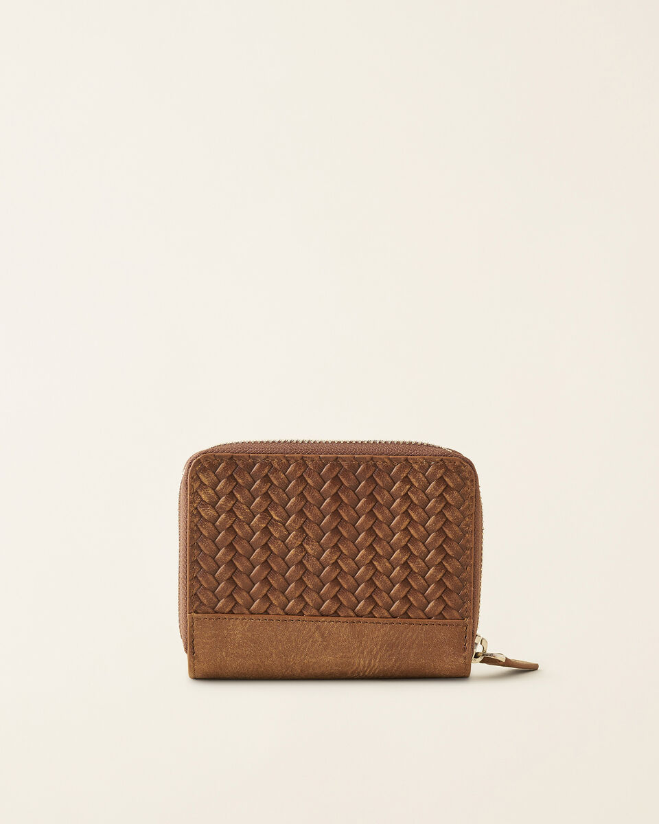 Roots Small Zip Around Clutch Woven. 2