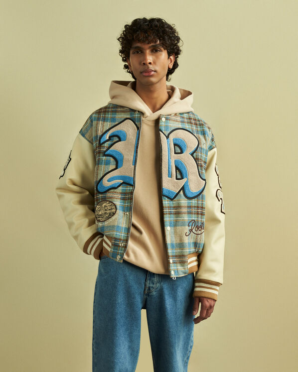 Moon Plaid Varsity Jacket