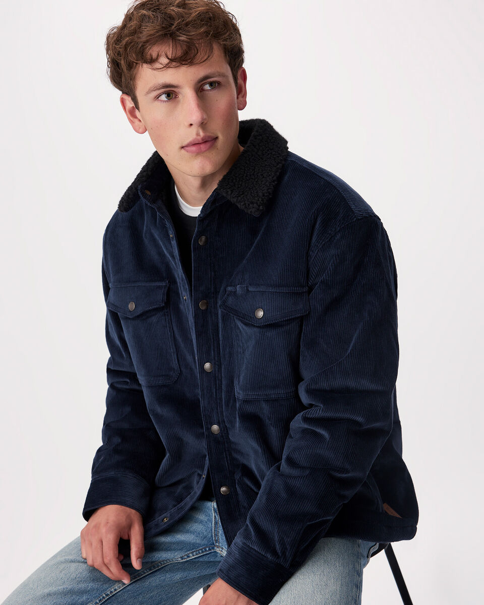 Manteau en velours c&ocirc;tel&eacute; et mouton molletonn&eacute;