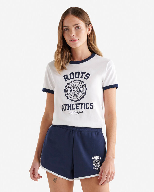T-shirt classique à bordures contrastantes pour femme