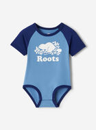 Combinaison style baseball à manches courtes en coton biologique Cooper pour bébés