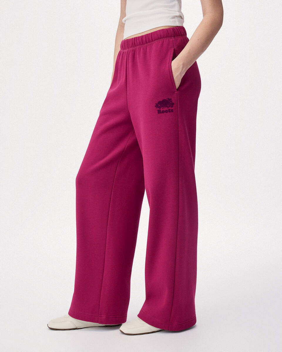 Pantalon molletonn&eacute; en coton biologique &agrave; jambe large Cooper 